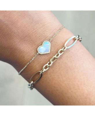Mother of Pearl Single Heart Bracelet 14K Gold