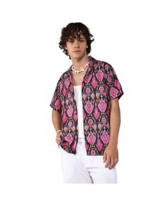 Men's Midnight Black & Light Pink Ethnic Shirt