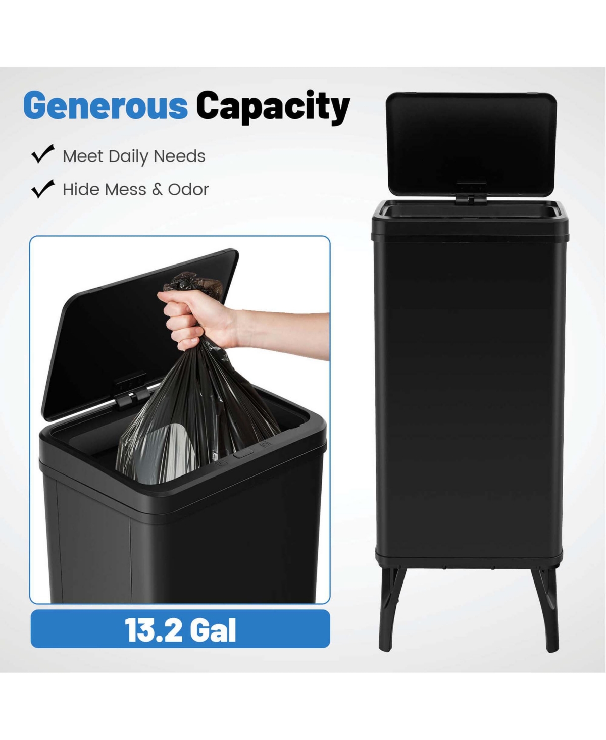 Costway Stainless Steel Trash Can Gallon Automatic Motion Sensor Garbage Bin