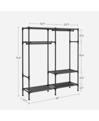 Heavy Duty Clothes Rack with Hanging Rails and Storage Shelves for Wardrobe