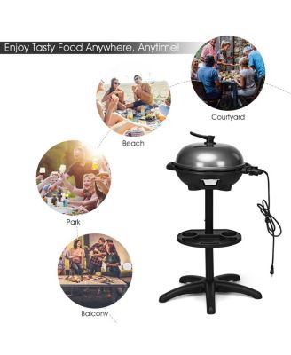 1350 W Outdoor Electric BBQ Grill with Removable Stand