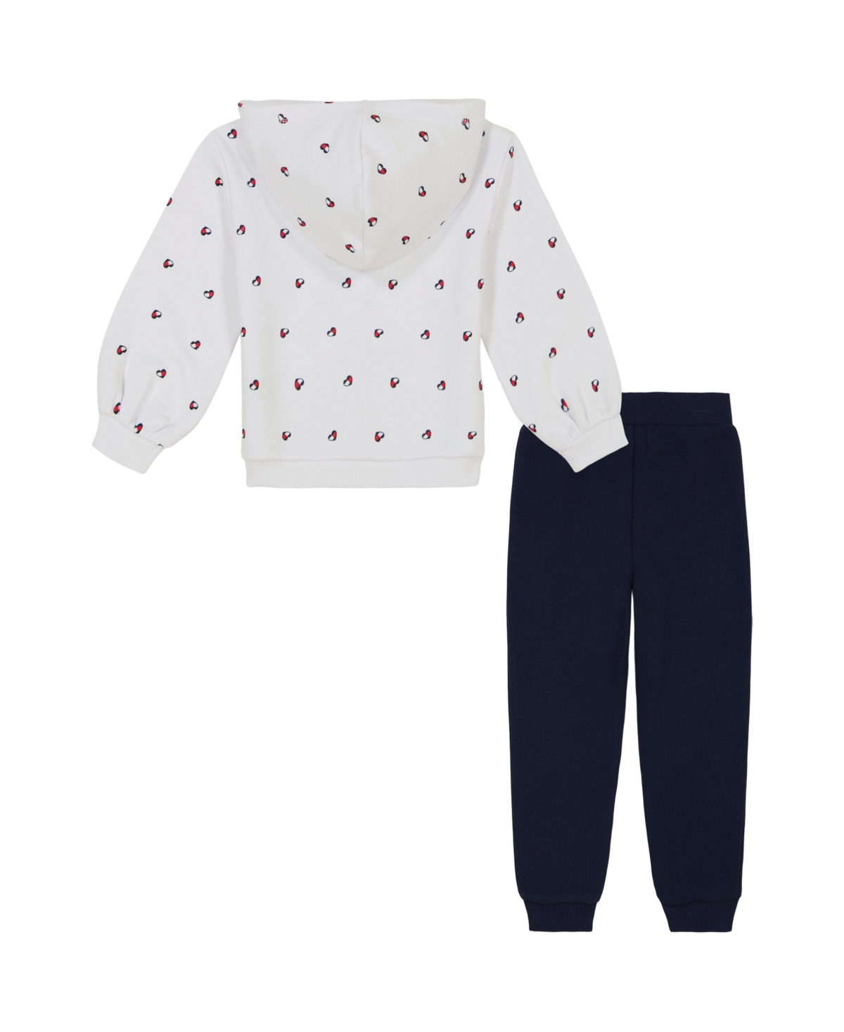 Tommy Hilfiger Toddler and Little Girls Printed Fleece Hoodie and Solid Jogger, 2 Piece Set -Navy Blazer
