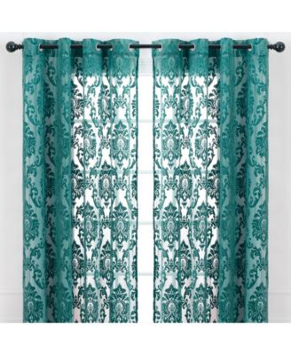 Premium Devore Sheer Grommet Curtains - Classy, Light Filtering Drapes for Living Room or Bedroom - 52" x 96" - Blue, 2 Panels