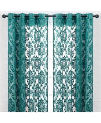 Premium Devore Sheer Grommet Curtains - Classy, Light Filtering Drapes for Living Room or Bedroom - 52" x 108" - Blue, 2 Panels