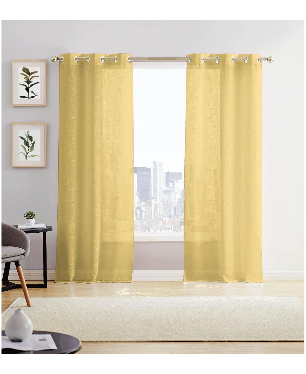 Dainty Home Hannah Linen Textured Light Filtering Window Panel Set, 76