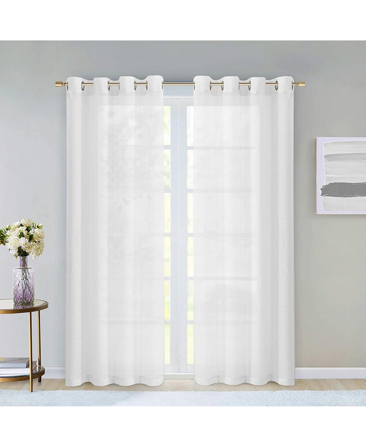 Melrose Semi Sheer Window Panel Set, 110" W x 84" L - Coffee
