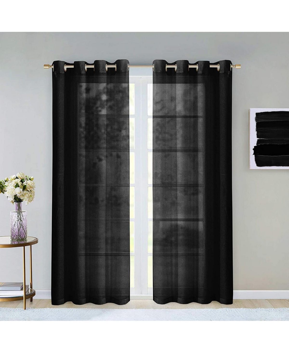 Melrose Semi Sheer Window Panel Set, 110" W x 84" L - Coffee