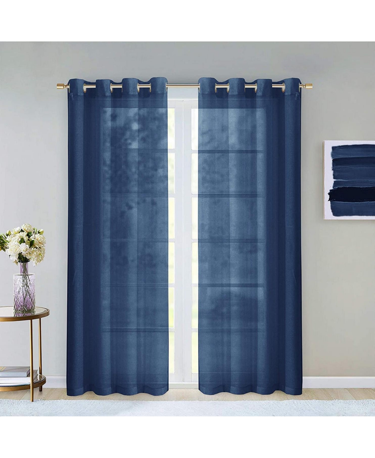 Melrose Semi Sheer Window Panel Set, 110" W x 84" L - Coffee