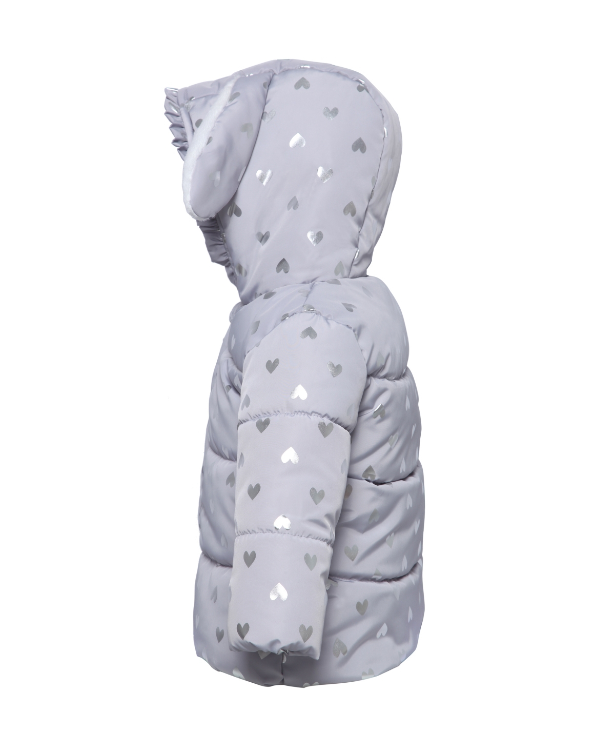 Rokka&Rolla Baby Girls Baby Soft Fleece Lined Puffer Jacket Winter Coat -Heart Foil Print