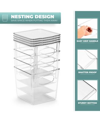 Clear Small Plastic Storage Bins - for Kitchen Organization and Storage, Pantry, Fridge, Cabinets (8 Pack)