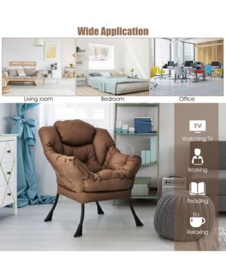 Modern Polyester Fabric Lazy Chair Single Sofa Chair w/Side Pocket