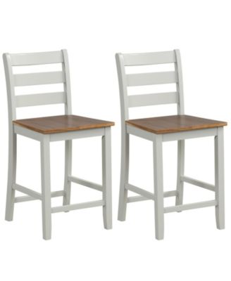 Set of 2 Counter Bar Stool with Inclined Backrest and Footrest