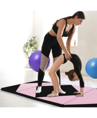 8 Feet PU Leather Folding Gymnastics Mat with Hook and Loop Fasteners