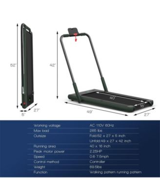 2-in-1 Folding Treadmill with Remote Control and LED Display-Green