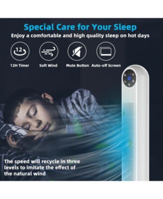 VEBREDA 42 Inch 80 Degree Tower Fan with Smart Display Panel and Remote Control-White