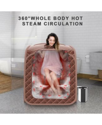 Portable Personal Steam Sauna Spa with Steamer Chair-Coffee