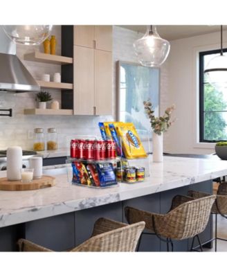 Medium 4 Pack Stackable Storage Bins Open Front - Clear Stackable Storage Bins - Pantry Bins