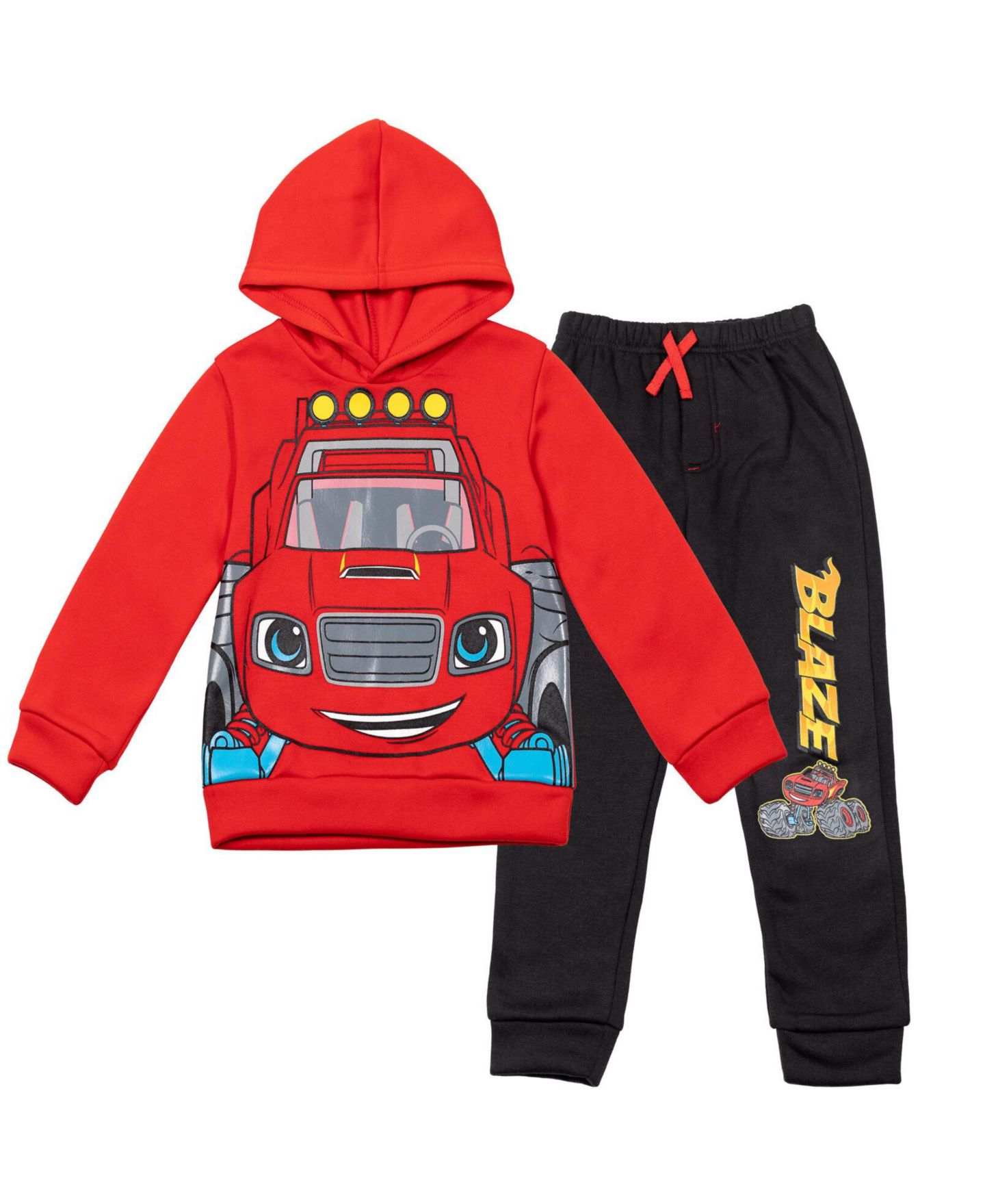Детский флисовый комплект Blaze and the Monster Machines Zeg Stripes: худи и джоггеры, цвет: Красный / Чёрный — фото 1