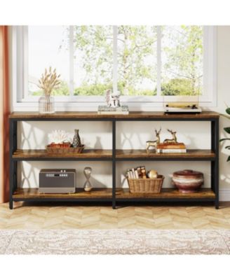 70.9" Industrial Console Table with Storage Shelves, 3-Tier Entryway Sofa Table for Living Room or Hallway