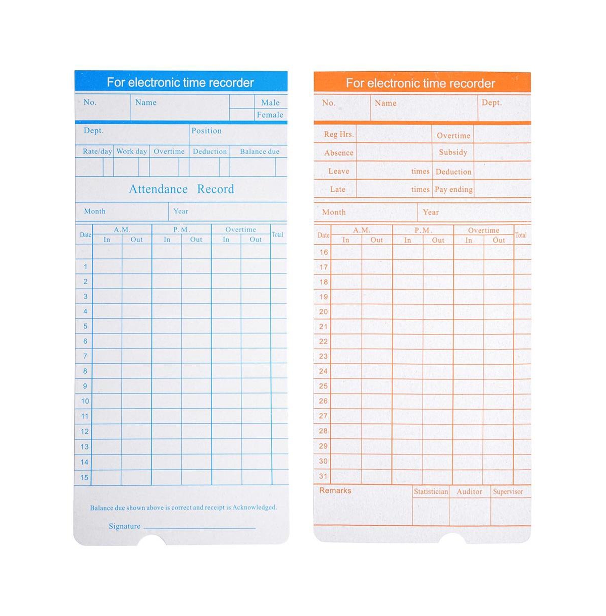 Yescom 1000 Count Monthly Time Clock Cards Timecard for Employee Attendance Payroll Recorder