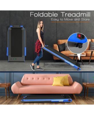 2-in-1 Folding Treadmill with Remote Control and LED Display-Blue