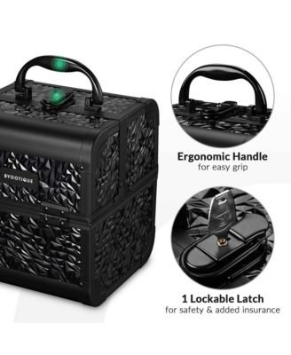 Makeup Train Case Cosmetic Organizer w/ Mirror Classic Black Artist