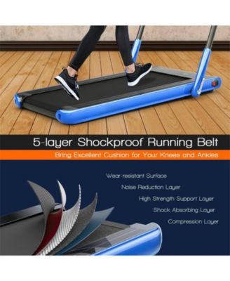 2-in-1 Folding Treadmill with Remote Control and LED Display-Blue