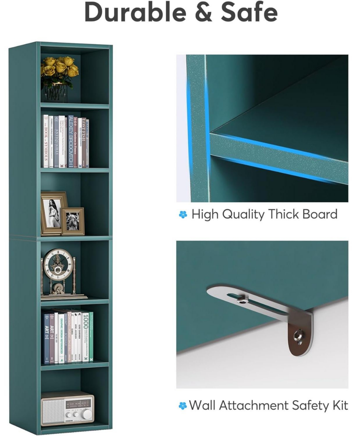 Tribesigns 70.9 Inch Tall Narrow Bookcase Set of 2, Rustic Corner Bookcase with Storage, 6 Tier Cube Display Shelves for Home Office