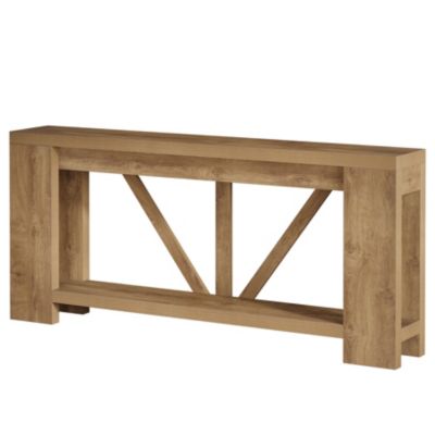 70.9-Inch Extra Long Console Table, 2-Tier Farmhouse Sofa Table Behind Couch, Large Engineered Wood Entry Console, Brown