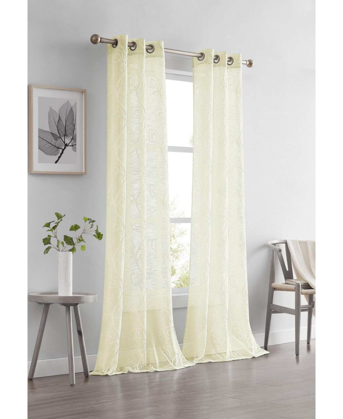 Stella Linen Look 76" W x 96" L Grommet Window Panel Set - Yellow