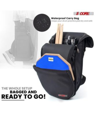 Drum Practice Pad Set 12" Adjustable Snare Drumming Stand Double Sided Silent Drummer Kit