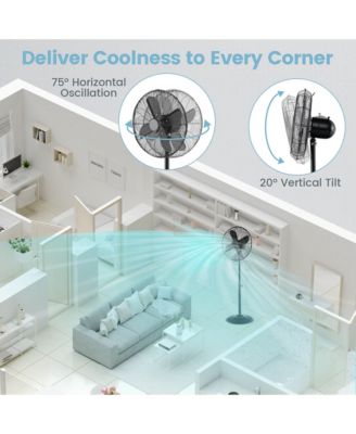 16" Standing Pedestal Fan with 3 Speed Settings Carrying Handle Aluminum Blades