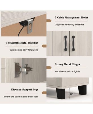 45" 3-Door Engineered Wood Adjustable Shelves, Cable Holes, Anti-Tip, 590 lb Capacity Buffet Sideboard Cabinet