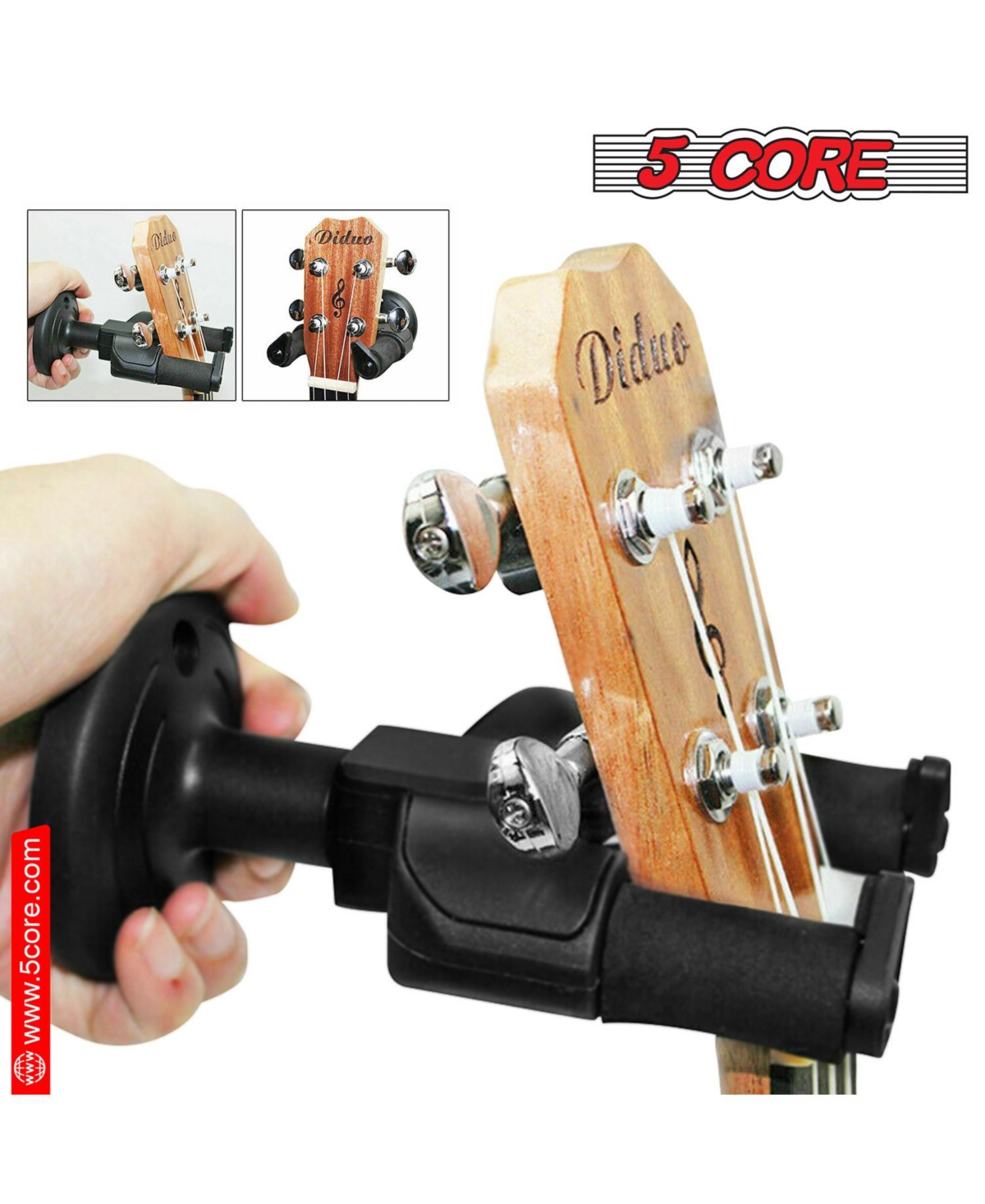 5 Core Guitar Wall Mount Hangers Adjustable Rotatable Display Wall Hook Holder w Soft Padding - 1PC