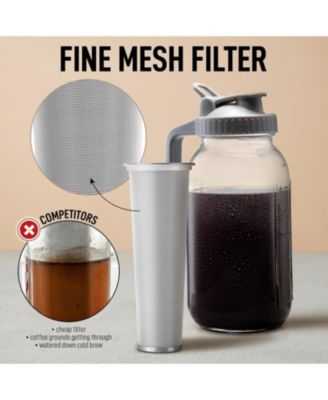 Premium Cold Brew Coffee Maker - 64oz Mason Jar With Leak-Proof Lid & Extra Thick Glass