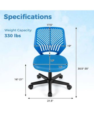 Height-adjustable Ergonomic Kids Desk Chair with Universal Casters Working Chair