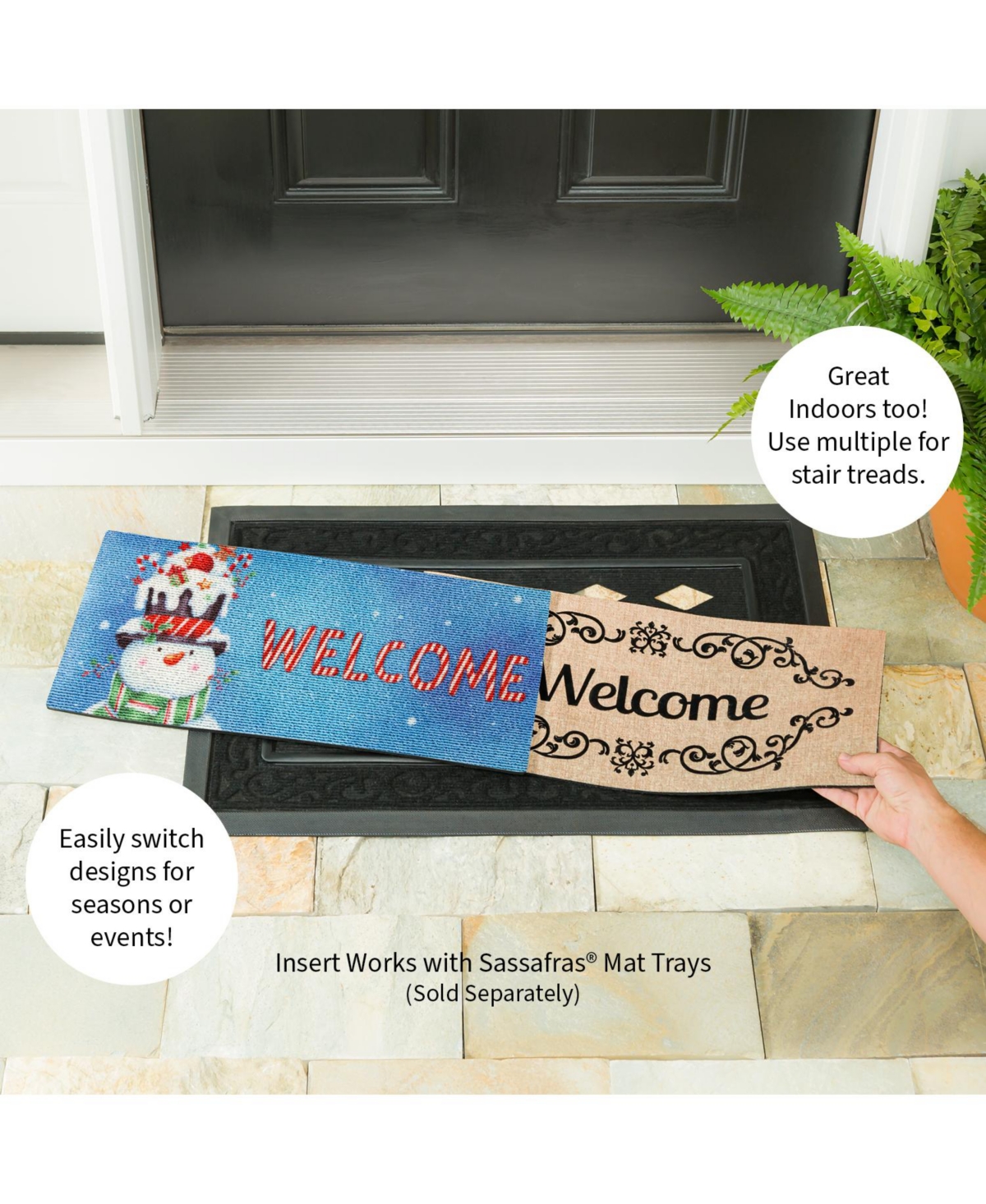 Evergreen Christmas Snowman Sassafras Indoor Outdoor Switch Doormat 1'10