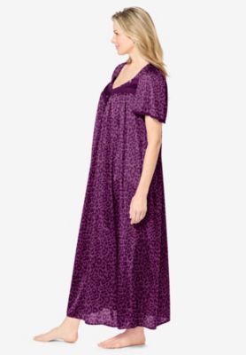 Plus Size Only Necessities Long Silky Lace-Trim Gown