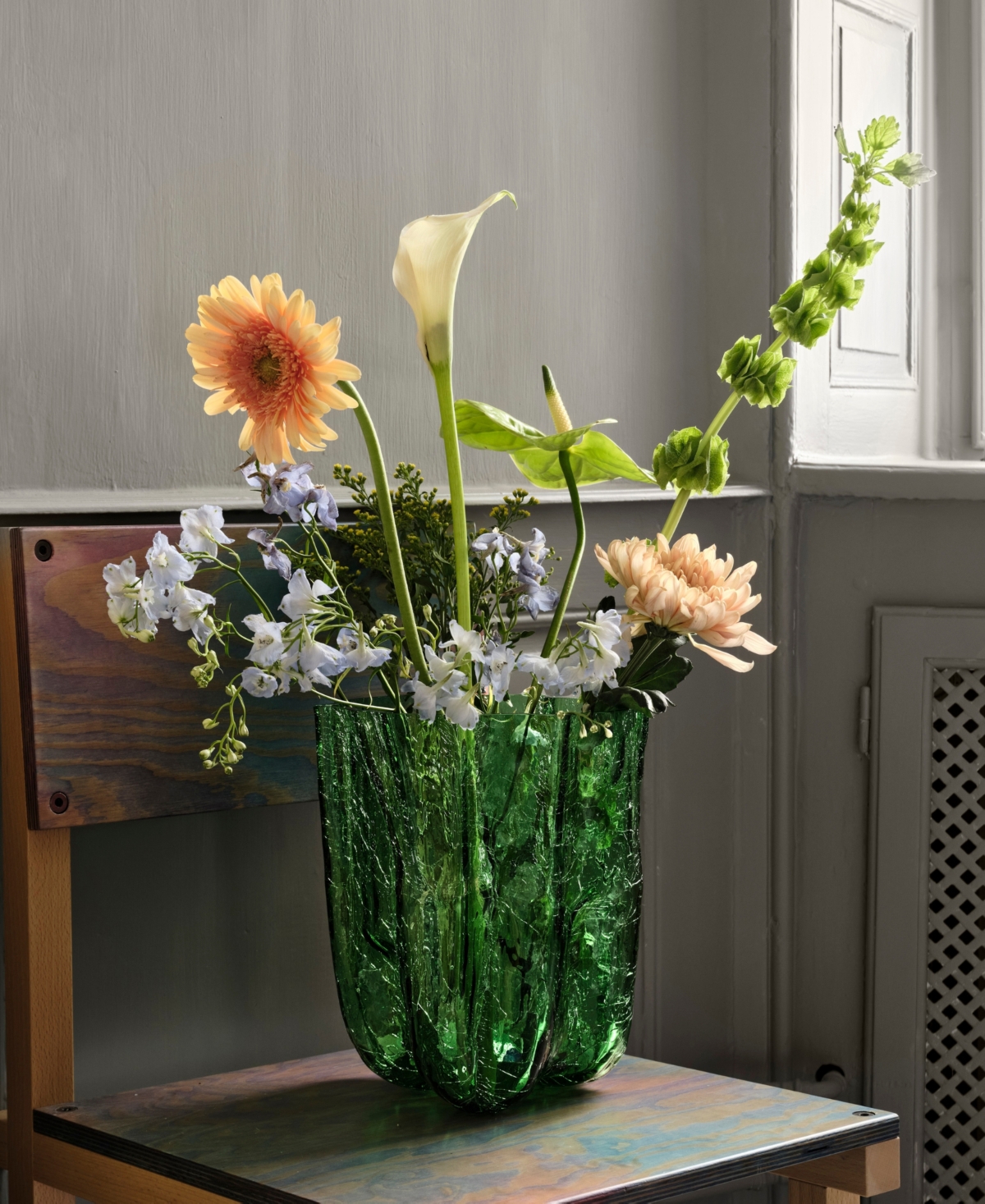 Kosta Boda Crackle Vase, Extra Large In Green