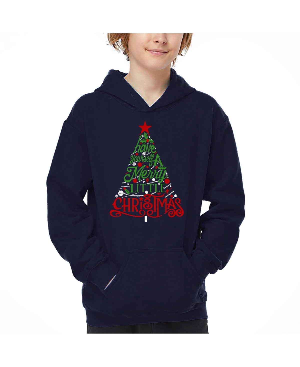 La Pop Art Boys Have Yourself a Merry Christmas Word Art Hooded Sweatshirt
