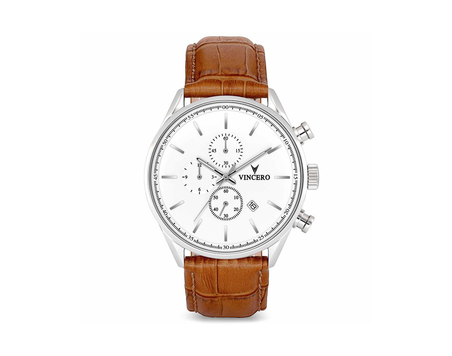 Silver Men's Chrono S2 40mm Chronograph Italian Leather Strap Watch