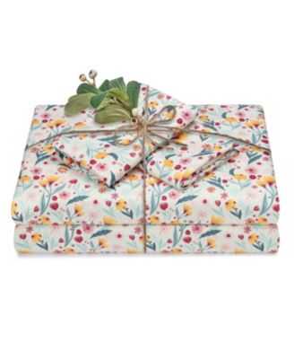 Premium Ceramic Leaves Botanical Print Ultra Soft Microfiber 4-Pc. Sheet Set