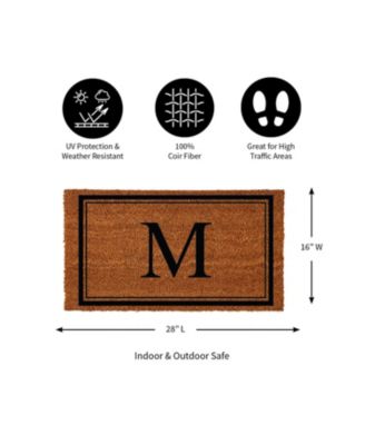 Monogram Indoor Outdoor 100% Natural Coir Doormat 28" x 16" | Letter "M"