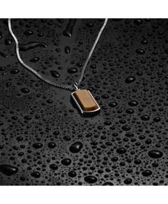 Men's Tag Pendant Necklace - Black Onyx & Rhodium