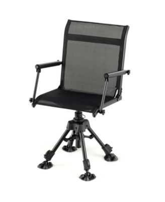 Folding Swivel Patio Chair with 4 Adjustable Leg-Black