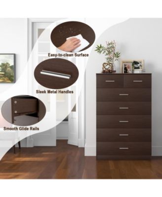 Wooden Chest of Drawers with Anti-toppling Device and Metal Handles