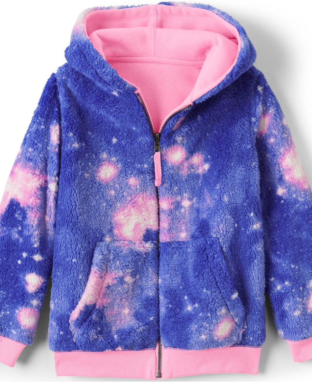 Lands' End Girls Reversible High Pile Fleece Hoodie
