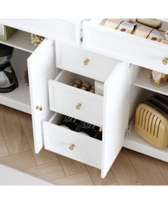 White Wooden Sideboard Accent Storage Cabinet with Multi-function