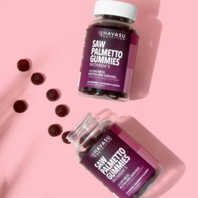 Saw Palmetto for Women + 2500 mcg Biotin Gummies, DHT Blocker & Biotin Gummies for Hair Skin & Nails, Postpartum Hair Growth, 120ct