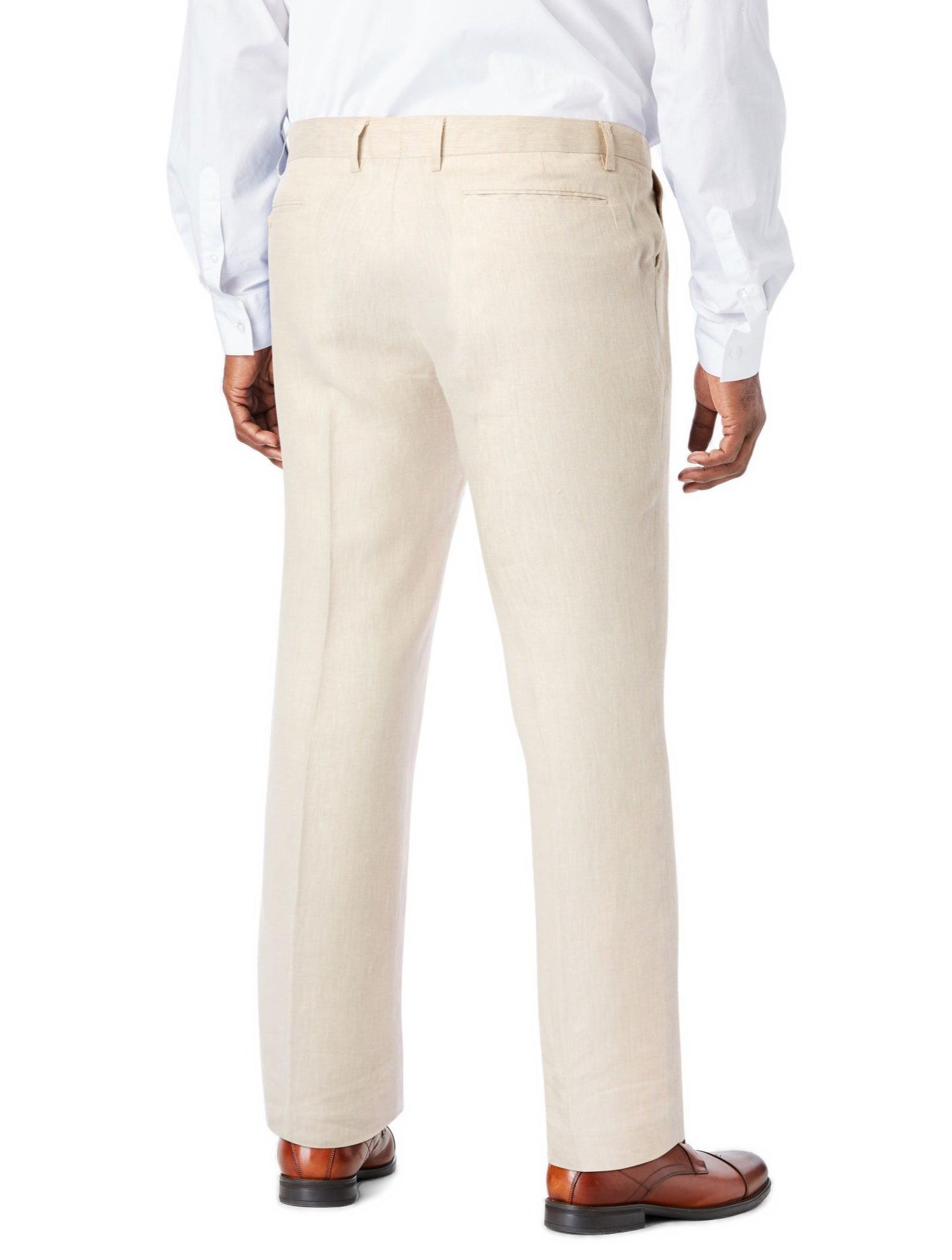 Men's Linen Blend Plain Front Dress Pants